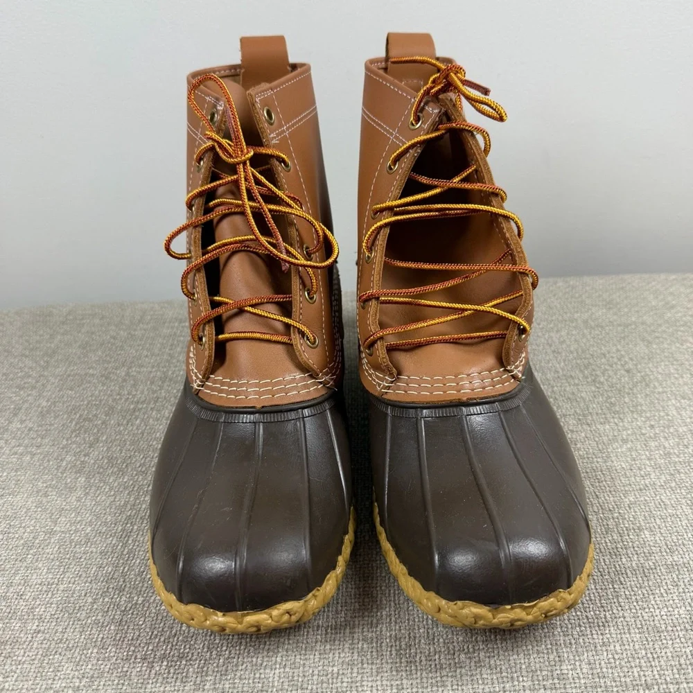 L.L. Bean Boots 8” Waterproof Tan Gum Duck Boots Men’s Size 8 Wide Work Rain